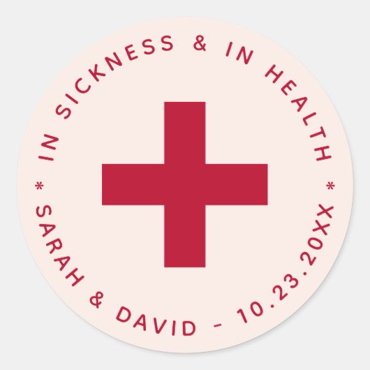 Pink & Red Hangover Kit In Sickness and in Health Runder Aufkleber (Vorderseite)