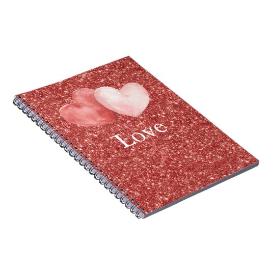 Pink Red Heart Balloons Glitter   Notizblock (Rechte Seite)