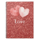Pink Red Heart Balloons Glitter   Notizblock (Vorderseite)