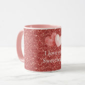 Pink Red Heart Balloons Glitter Sweetheart Tasse (Vorderseite Links)