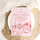 Pink & Red Heart Galentine's Day Brunch Einladung