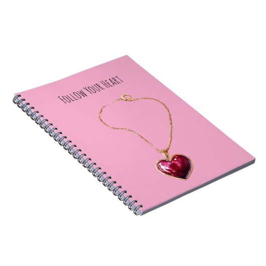 Pink Red Heart Gold Chain Necklace Notizblock (Rechte Seite)