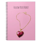 Pink Red Heart Gold Chain Necklace Notizblock (Vorderseite)