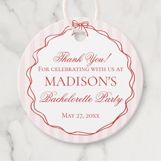 Pink & Red Heart Lingerie Bachelorette Party Geschenkanhänger (Vorderseite)