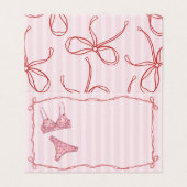 Pink & Red Heart Lingerie Shower Bow Place Card (Außenseite Aufgefaltet)