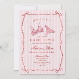 Pink & Red Heart Lingerie Shower Panty Party Einladung