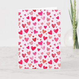 Pink Red Heart Paper Mache Valentines Day Card Feiertagskarte