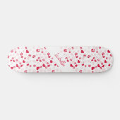 Pink & Red Heart und Cat Pattern mit individuellem Skateboard (Horizontal)