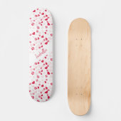 Pink & Red Heart und Cat Pattern mit individuellem Skateboard (Vorderseite)