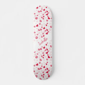 Pink & Red Heart und Cat Pattern mit individuellem Skateboard (Vorne)