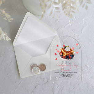Pink & Red Heart Valentinstags-Brunch-Party Acryleinladungen