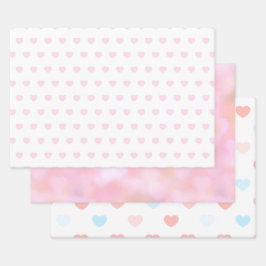 Pink Red Heart Xo Xo Geschenkpapier Set