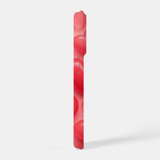 Pink & Red Hearts Bubble Pattern iPhone Hülle (Rechte Seite)