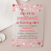 Pink Red Hearts Little Sweetheart Erster Geburtsta Acryleinladungen