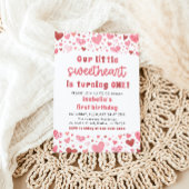 Pink Red Hearts Little Sweetheart Erster Geburtsta Einladung