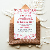 Pink Red Hearts Little Sweetheart Erster Geburtsta Einladung