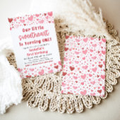 Pink Red Hearts Little Sweetheart Erster Geburtsta Einladung