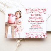Pink Red Hearts Little Sweetheart Erster Geburtsta Einladung
