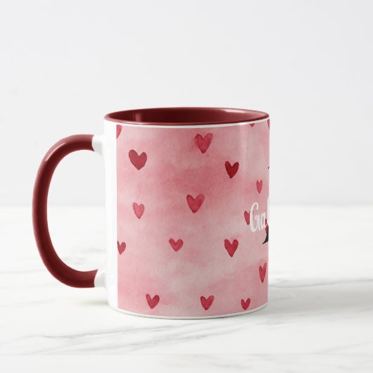 Pink Red Hearts Monogram Name Tasse (Links)