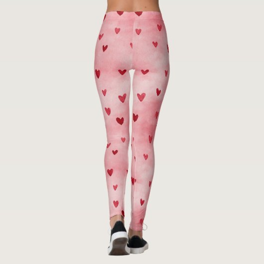 Pink Red Hearts Name Leggings (Rückseite)