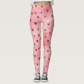 Pink Red Hearts Name Leggings (Vorderseite)