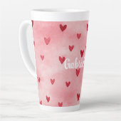 Pink Red Hearts Name Milchtasse (Linke Ecke)