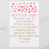 Pink Red Hearts Say Baby Shower Game Briefpapier (Vorderseite)