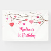 Pink Red Hearts Sweetheart Birthday Banner (Horizontal)