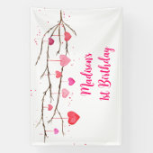 Pink Red Hearts Sweetheart Birthday Banner (Vertikal)