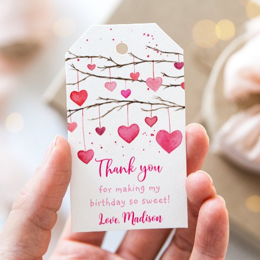 Pink Red Hearts Sweetheart Birthday Geschenkanhänger