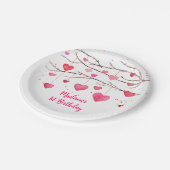 Pink Red Hearts Sweetheart Birthday Pappteller (Schrägansicht)