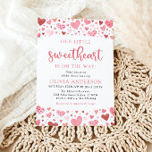 Pink Red Hearts Unsere kleine Sweetheart Baby Dusc Einladung