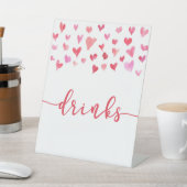 Pink Red Hearts Valentine Drinks Table Party Sign Sockelschild (In SItu)