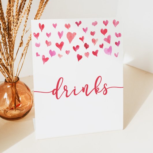 Pink Red Hearts Valentine Drinks Table Party Sign Sockelschild