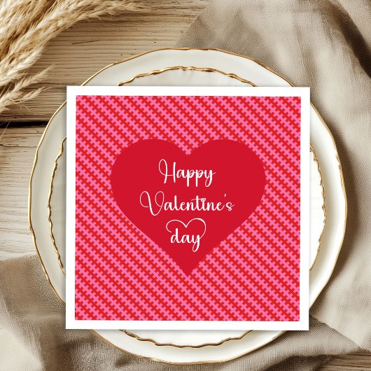 Pink Red Hearts Valentine Napkins Romantic Table  Serviette