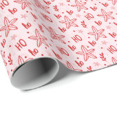 Pink Red Ho Ho Ho Weihnachtswrapping Paper Geschenkpapier (Rolleneckpunkt)