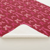 Pink Red Holiday Valentines Bows Blanket Sherpadecke (3/4)