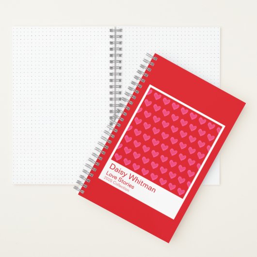 Pink & Red Illustrated Hearts Spiral Notebook Notizblock (Innen)