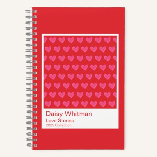 Pink & Red Illustrated Hearts Spiral Notebook Notizblock (Vorderseite)