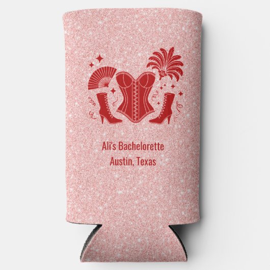 Pink + Red Las Vegas Showgirl Bridesmaid Selters Dosenkühler (Vorderseite)