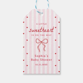 Pink Red Little Sweetheart Baby Shower Gift Tags Geschenkanhänger