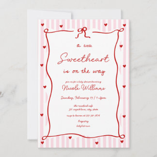 Pink Red Little Sweetheart Baby Shower Invitation Einladung