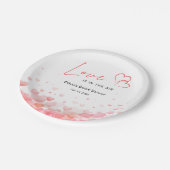 Pink & Red Love is in the Air Bridal Shower  Pappteller (Schrägansicht)