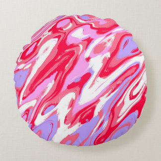 Pink Red Marble Texture Liquid Paint Mixture Rundes Kissen
