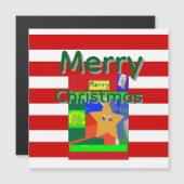 Pink Red Merry Christmas  Magnetkarte (Vorne/Hinten)