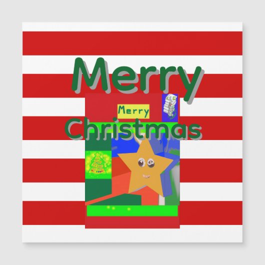 Pink Red Merry Christmas Magnetkarte (Vorderseite)