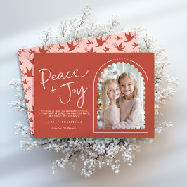 Pink Red Modern Arch Peace Joy Foto Weihnachten