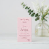 Pink Red Modern Mix and Match Wedding RSVP Card Visitenkarte (Stehend Vorderseite)