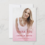 Pink Red Modern Simple Typografy Foto Abschluss Dankeskarte (Vorderseite)