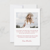 Pink Red Modern Simple Typografy Foto Abschluss Dankeskarte (Rückseite)